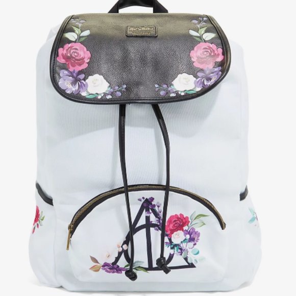 Loungefly Harry Potter Deathly Hallows Floral Slouch Backpack main image 9